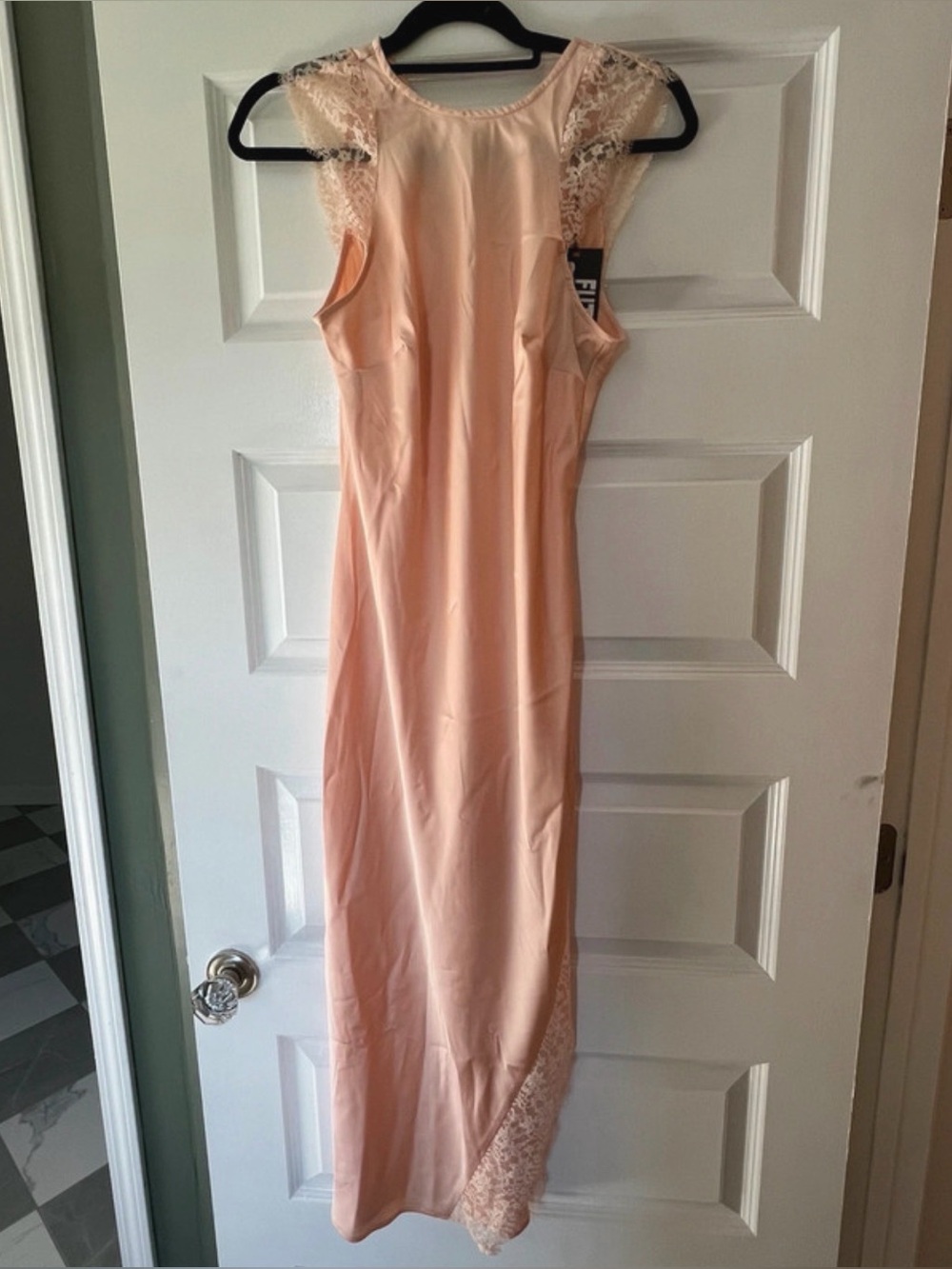 Target Sleeveless Lace-Trim Maxi slip Dress in Blush Pink